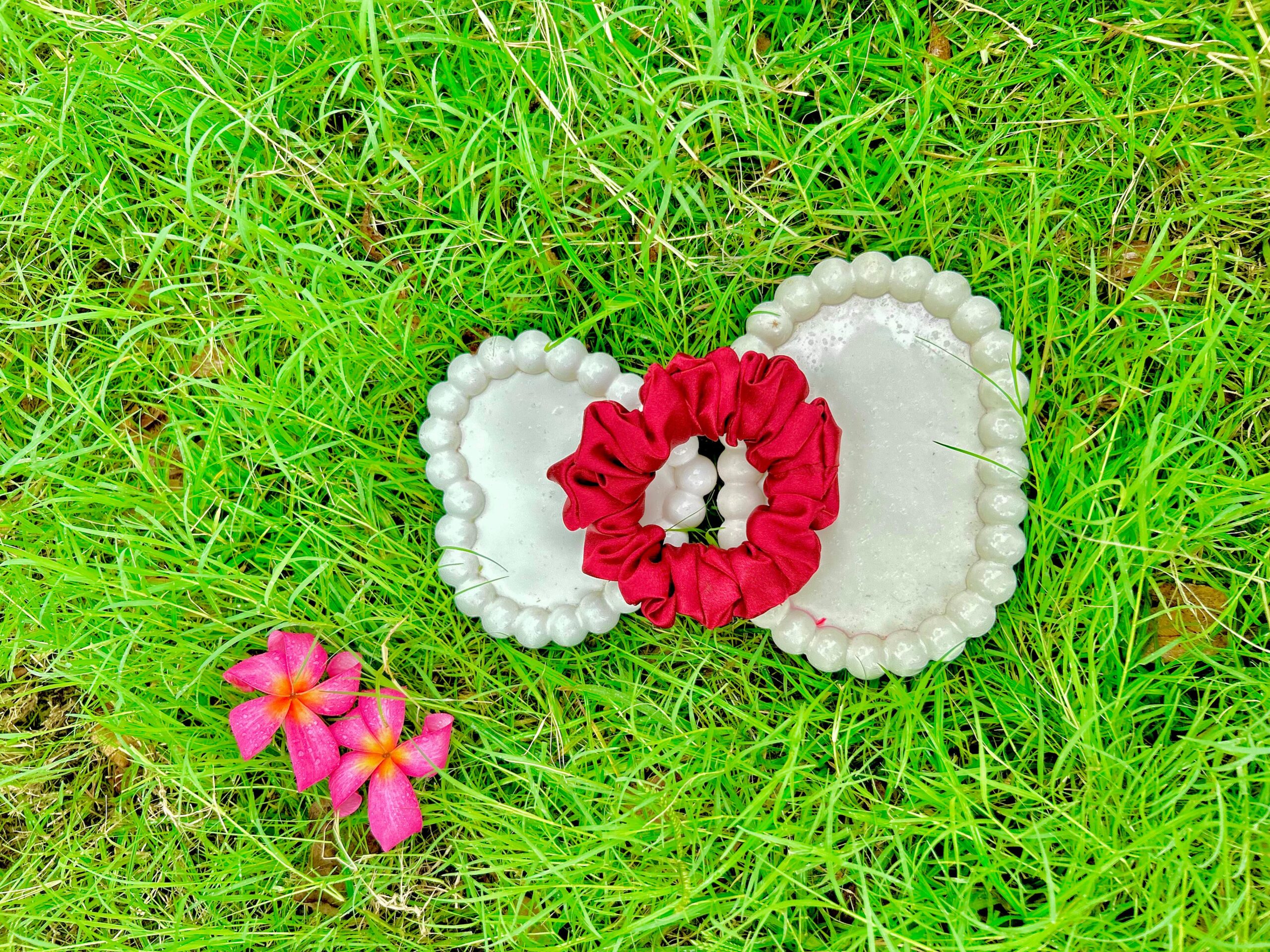 Handmade Red Scrunchie, Hair Ties, Rubber Band For Womens And Girls - Image 3