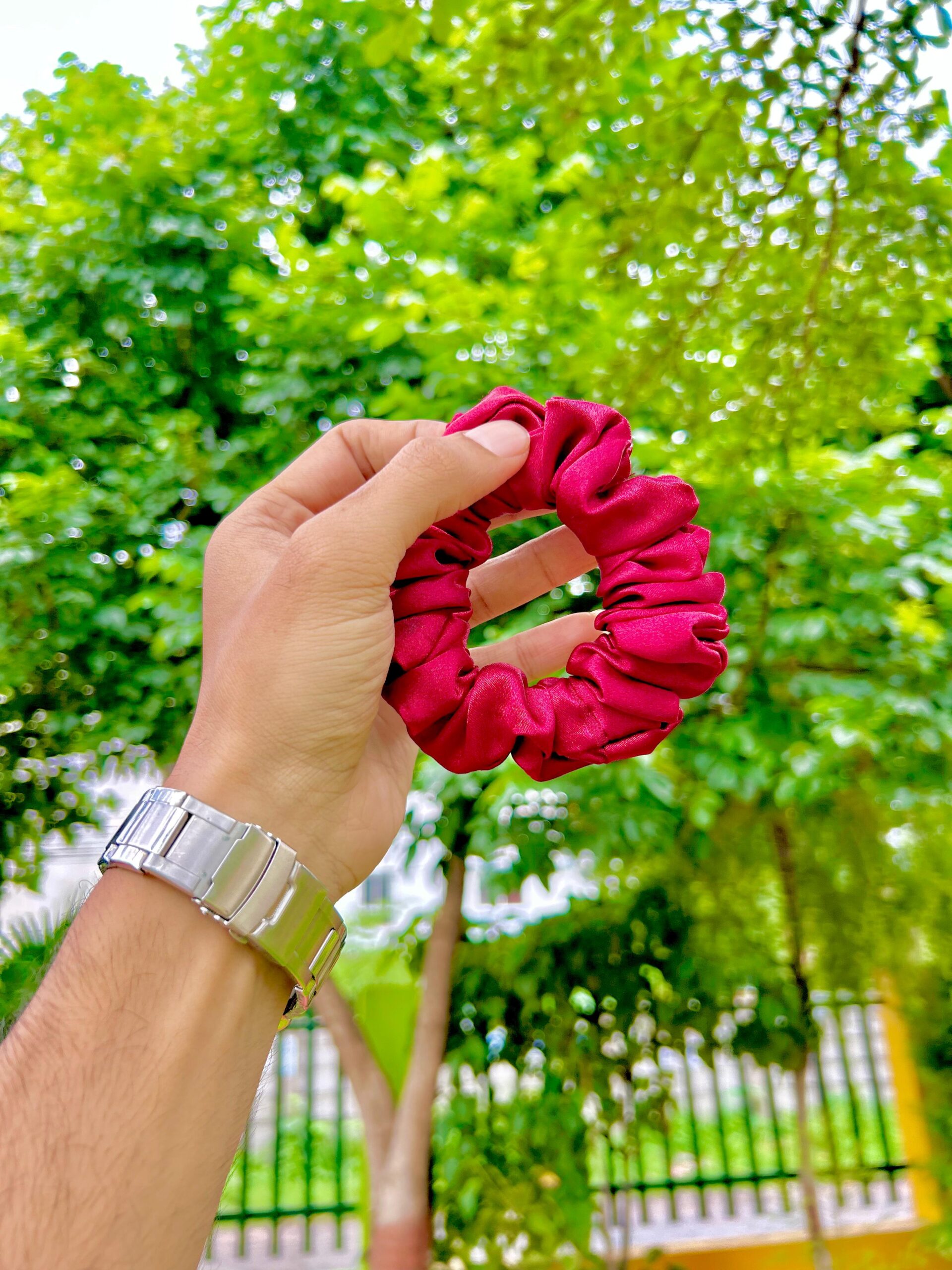 Handmade Red Scrunchie, Hair Ties, Rubber Band For Womens And Girls - Image 4