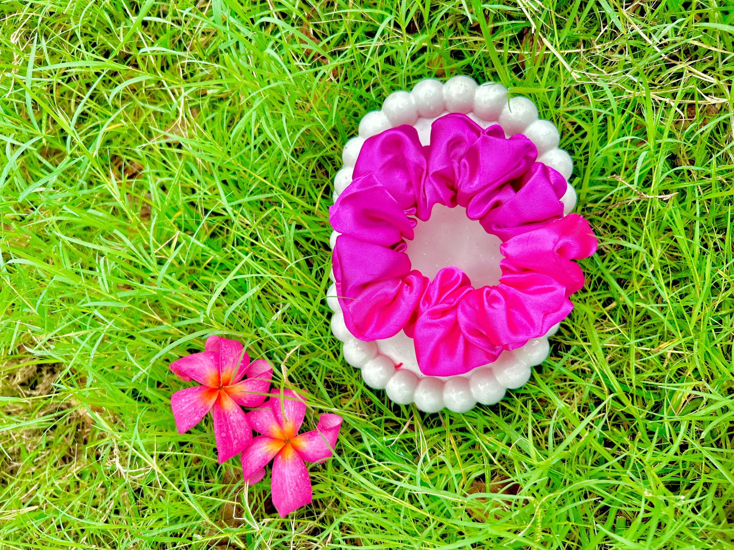 Handmade Pink & Dark Pink Mix Colour Scrunchie, Hair Ties, Rubber Band For Womens And Girls - Image 4