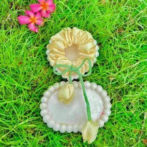 Handmade Cream & Green Mix Colour tulip hair  Scrunchie, Hair Ties, Rubber Band For Womens And Girls