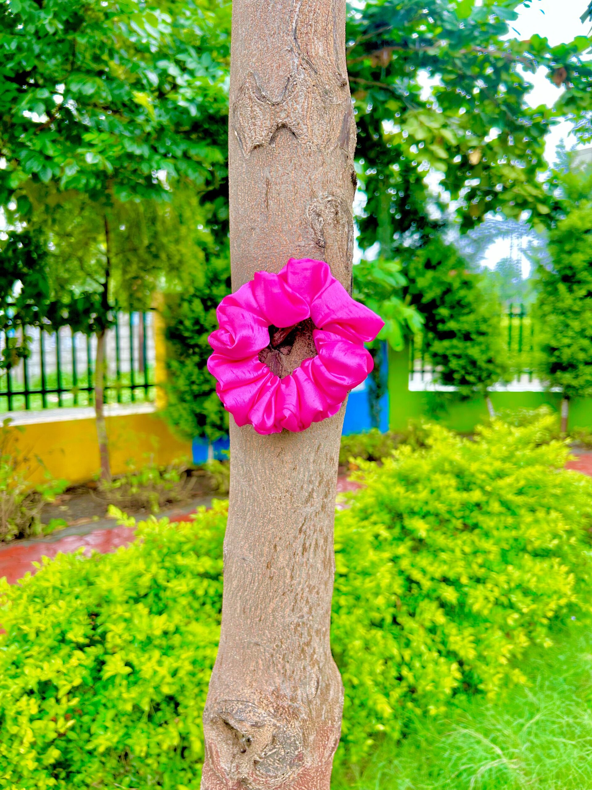 Handmade Simple Pink Colour Scrunchie, Hair Ties, Rubber Band For Womens And Girls - Image 3