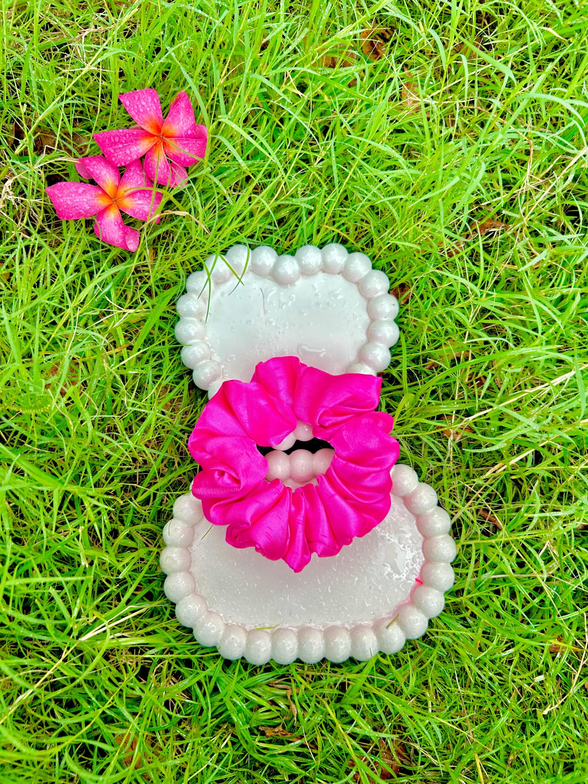 Handmade Simple Pink Colour Scrunchie, Hair Ties, Rubber Band For Womens And Girls