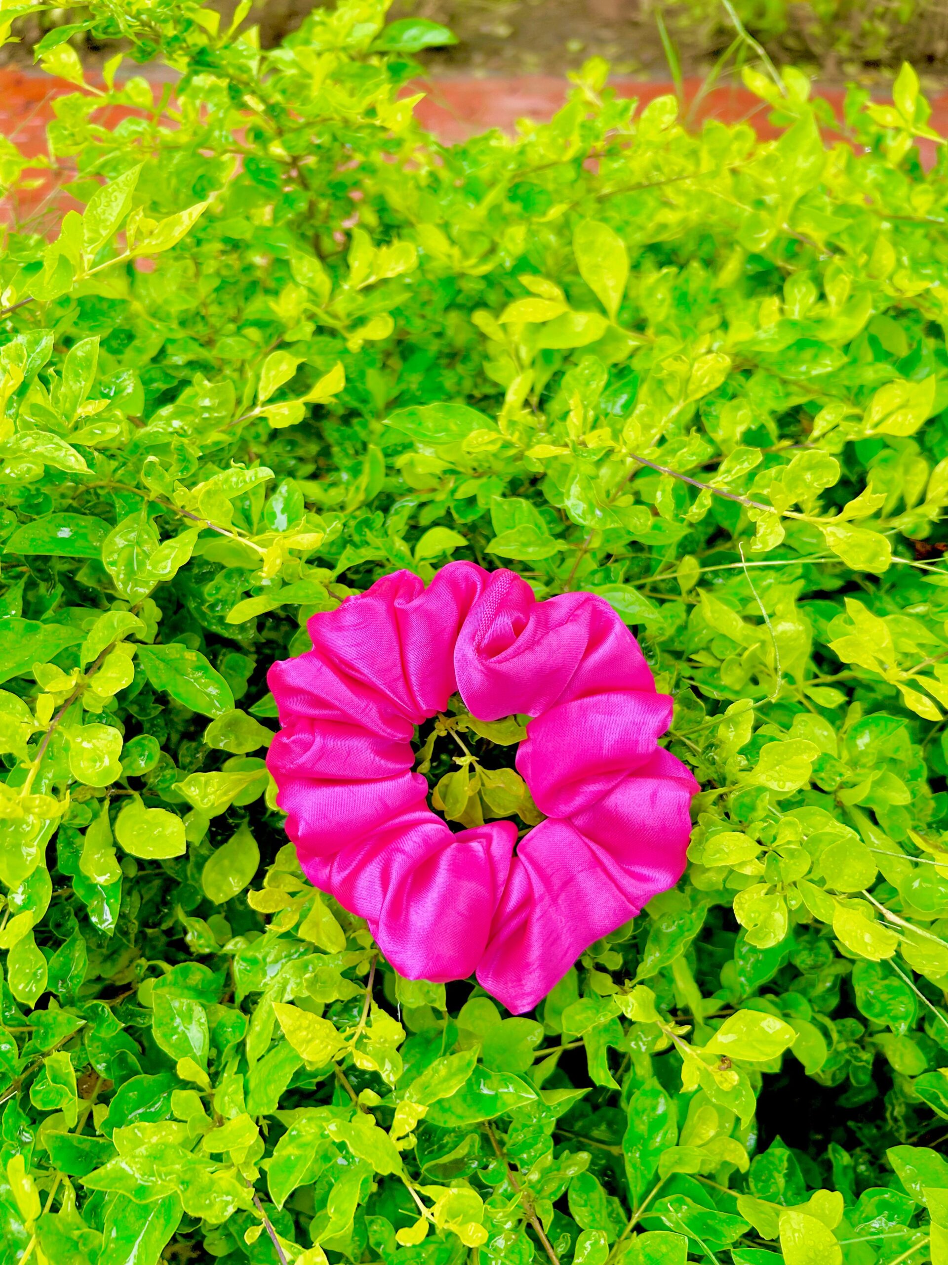 Handmade Simple Pink Colour Scrunchie, Hair Ties, Rubber Band For Womens And Girls - Image 4