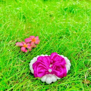 Handmade Pink Colour Bow style Scrunchie, Hair Ties, Rubber Band For Womens And Girls