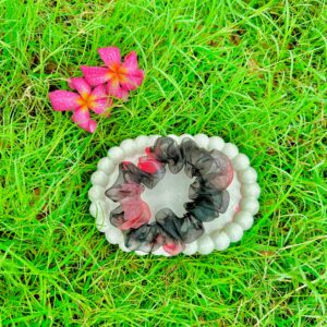 Handmade Black Colour Net Fabric Scrunchie, Hair Ties, Rubber Band For Womens And Girls