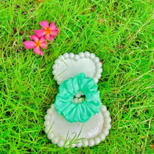 Handmade Turquoise Simple Hair Scrunchies , Hair Ties, Rubber Band For Womens And Girls