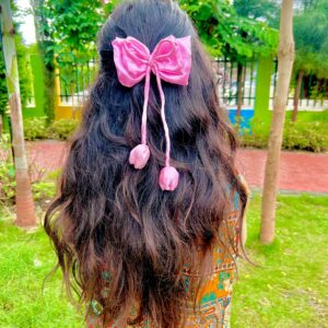 Handmade Tulip Pink Colour Bow Latest Korean Style Big Bow Hair Clips Ornament Hairpin Headdress Hair Accessories French Clips Big Hair Bows