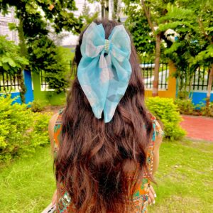 Handmade Long Hair Long Blue Bow Latest Korean Style Big Bow Hair Clips Ornament Hairpin Headdress Hair Accessories French Clips Big Hair Bows