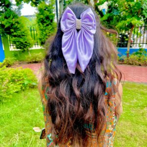 Handmade Long pearl , Purple Bow Latest Korean Style Big Bow Hair Clips Ornament Hairpin Headdress Hair Accessories French Clips Big Hair Bows