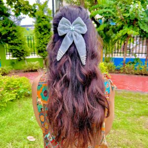 Handmade Long Green Style Bow Latest Korean Style Big Bow Hair Clips Ornament Hairpin Headdress Hair Accessories French Clips Big Hair Bows
