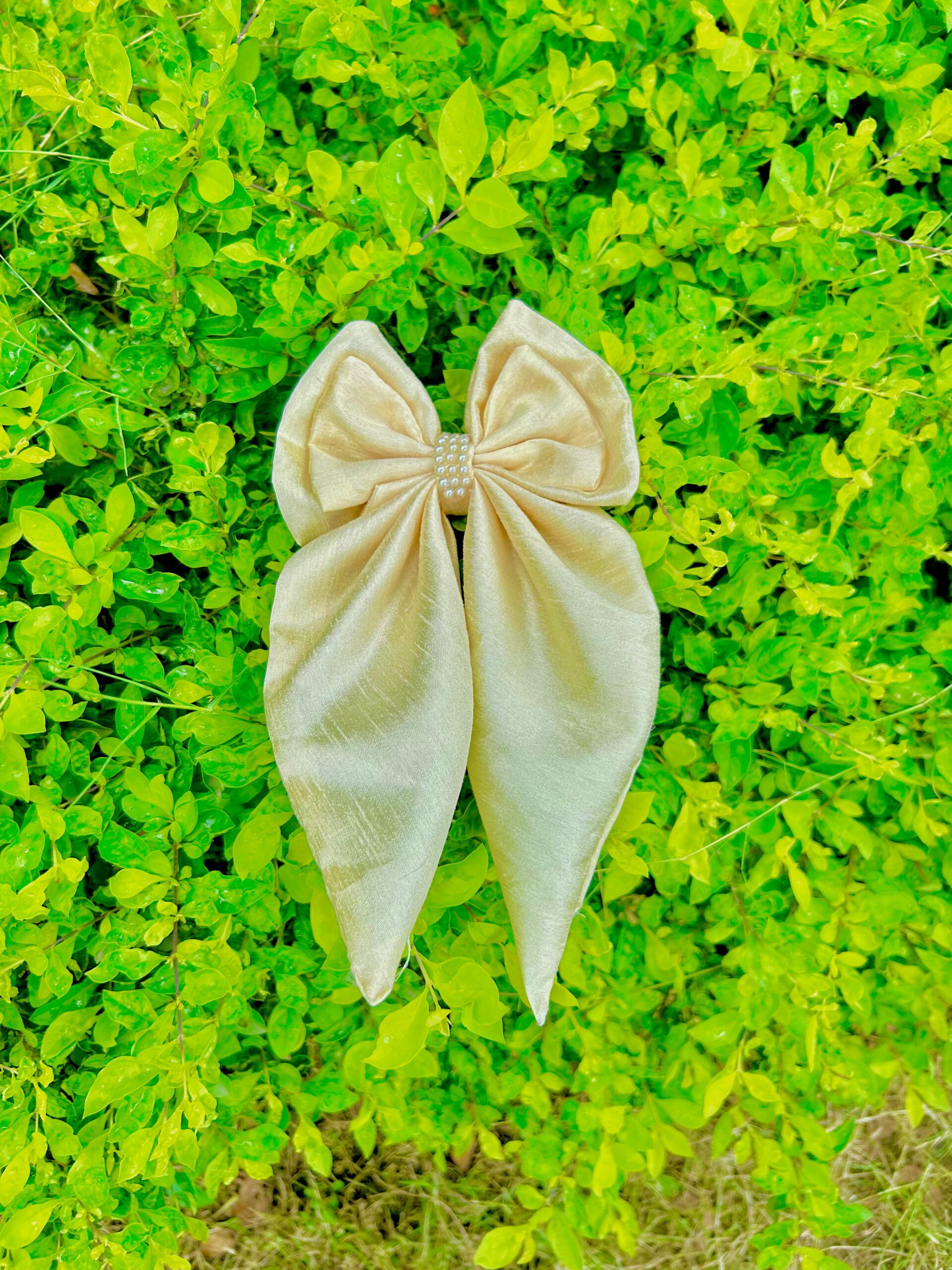 Handmade Cream Long Bow Latest Korean Style Big Bow Hair Clips Ornament Hairpin Headdress Hair Accessories French Clips Big Hair Bows - Image 4