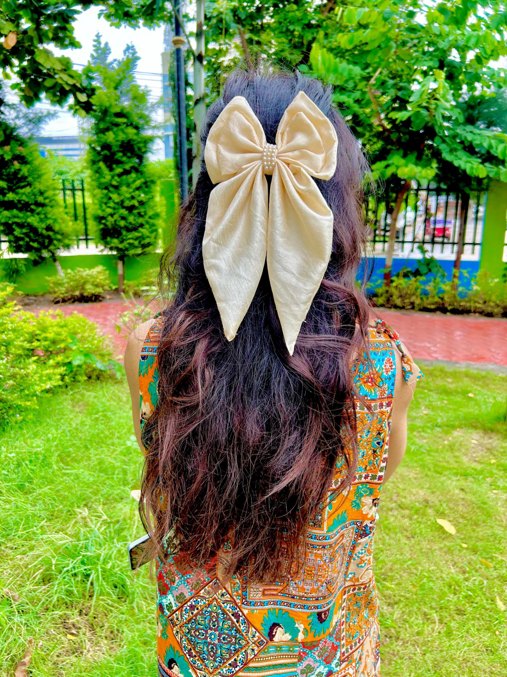 Handmade Cream Long Bow Latest Korean Style Big Bow Hair Clips Ornament Hairpin Headdress Hair Accessories French Clips Big Hair Bows