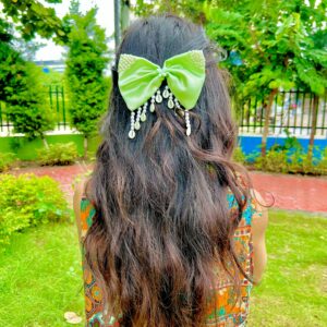 Handmade Green Pearl Style Small Bow Hair Clips Ornament Hairpin Headdress Hair Accessories French Clips Big Hair Bows