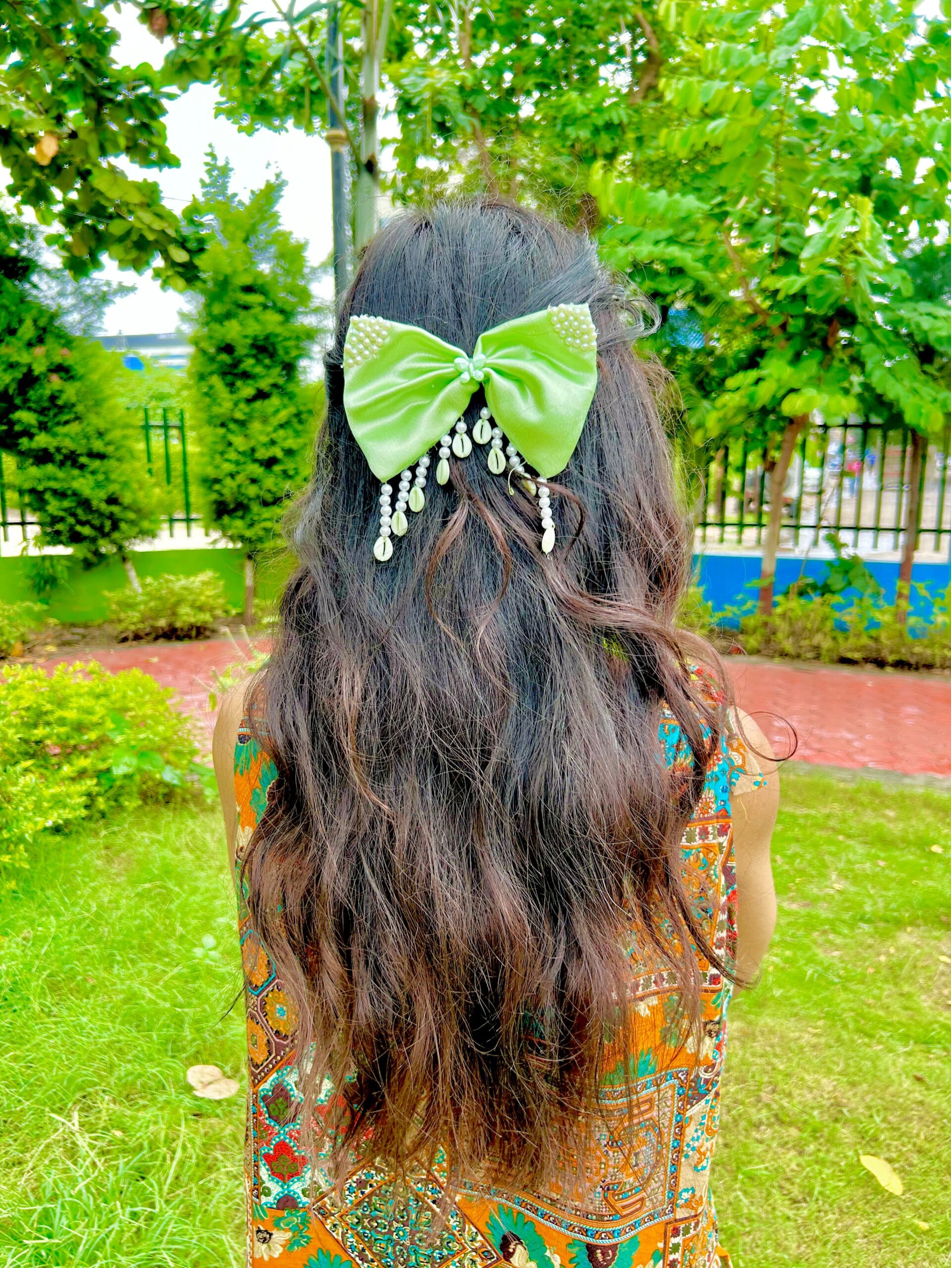 Handmade Green Pearl Style Small Bow Hair Clips Ornament Hairpin Headdress Hair Accessories French Clips Big Hair Bows