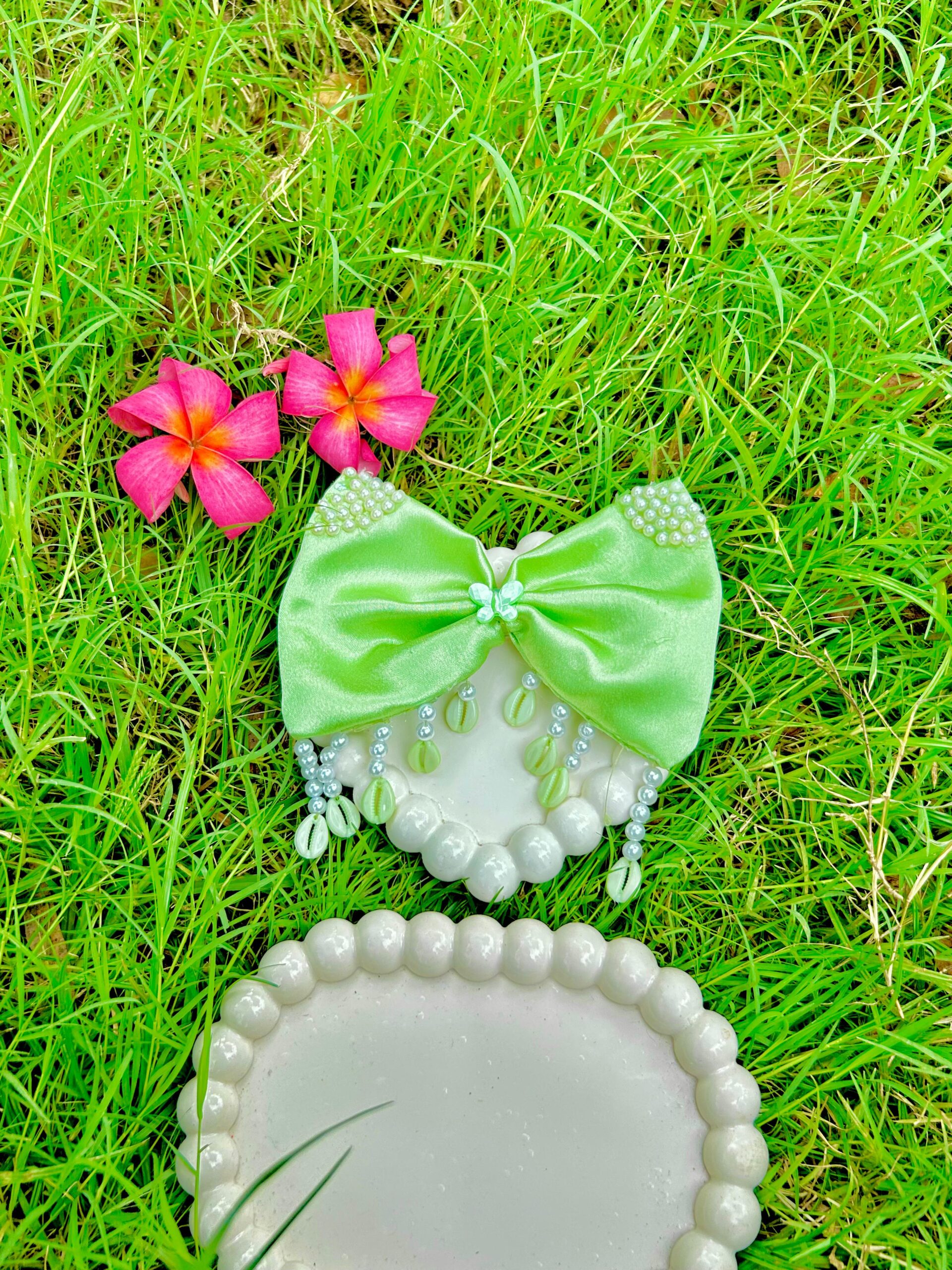 Handmade Green Pearl Style Small Bow Hair Clips Ornament Hairpin Headdress Hair Accessories French Clips Big Hair Bows - Image 2