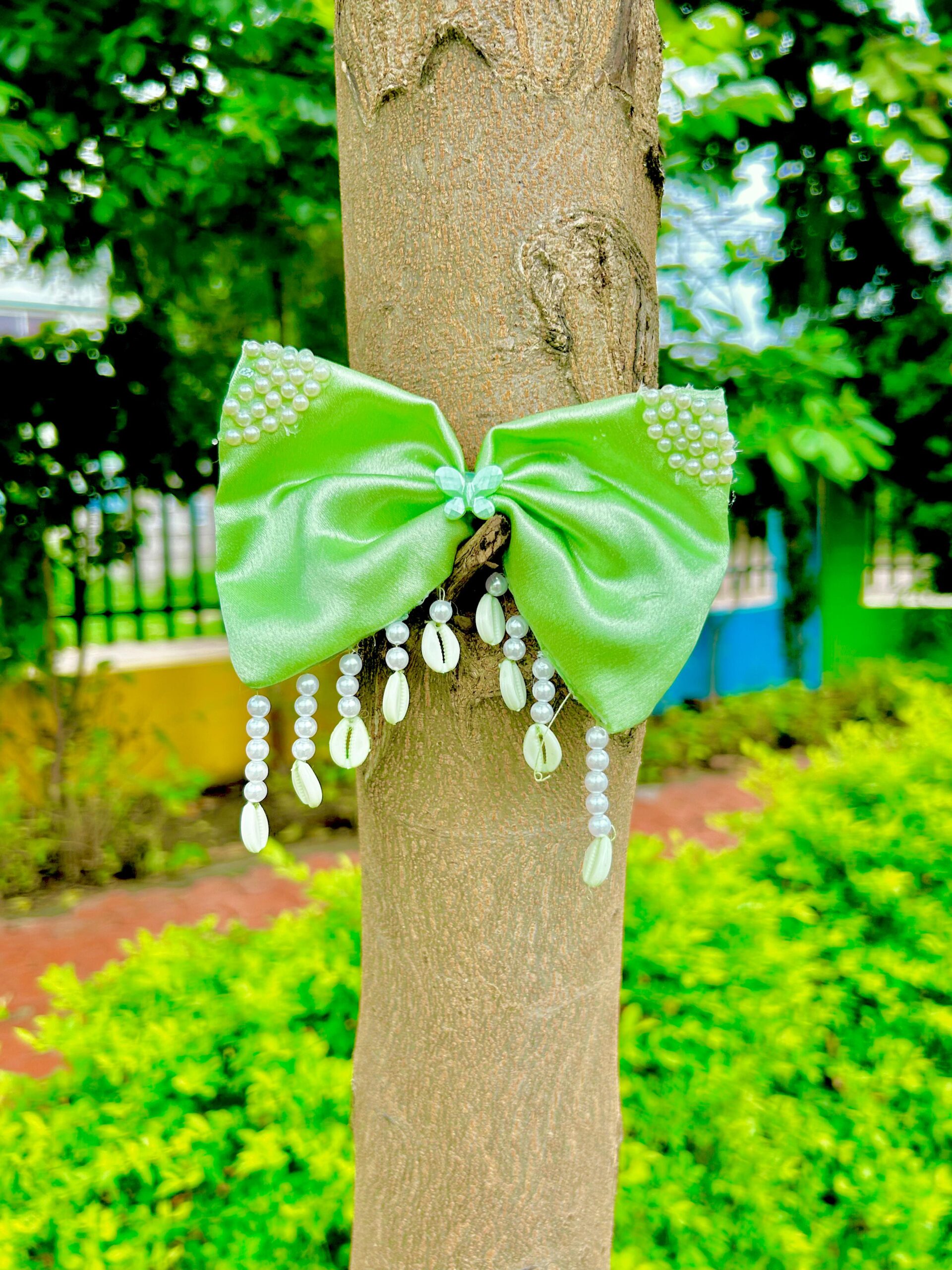 Handmade Green Pearl Style Small Bow Hair Clips Ornament Hairpin Headdress Hair Accessories French Clips Big Hair Bows - Image 3