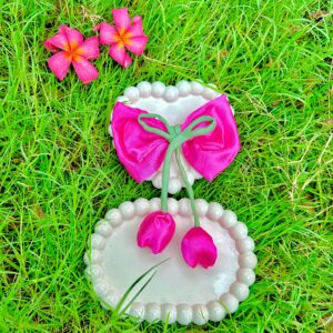 Handmade Tulip Pink Colour Bow Latest Korean Style Big Bow Hair Clips Ornament Hairpin Headdress Hair Accessories French Clips Big Hair Bows