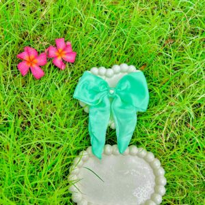 Handmade Turquoise Colour Bow Latest Korean Style Big Bow Hair Clips Ornament Hairpin Headdress Hair Accessories French Clips Big Hair Bows