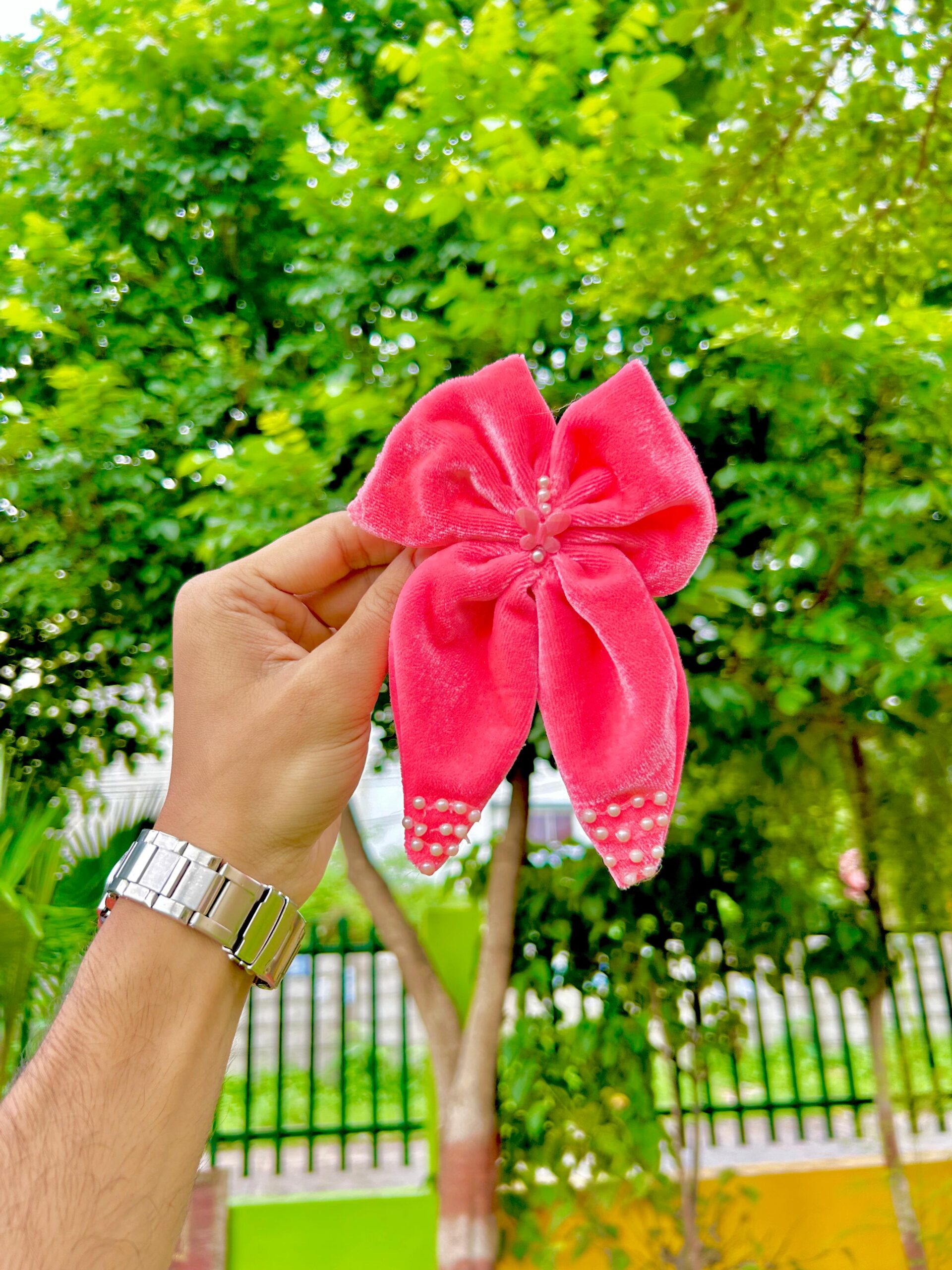 Handmade Heart Pink Colour Bow Latest Korean Style Big Bow Hair Clips Ornament Hairpin Headdress Hair Accessories French Clips Big Hair Bows - Image 4