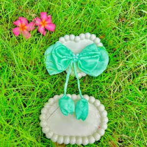 Handmade Turquoise Colour Bow Latest Korean Style Big Bow Hair Clips Ornament Hairpin Headdress Hair Accessories French Clips Big Hair Bows