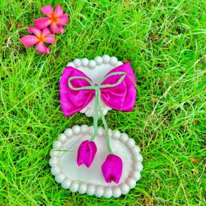 Handmade Tulip Pink Small Bow Hair Clips Ornament Hairpin Headdress Hair Accessories French Clips Big Hair Bows