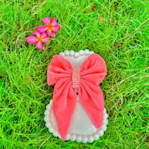 Handmade Pink Velmet Pearl Style Small Bow Hair Clips Ornament Hairpin Headdress Hair Accessories French Clips Big Hair Bows