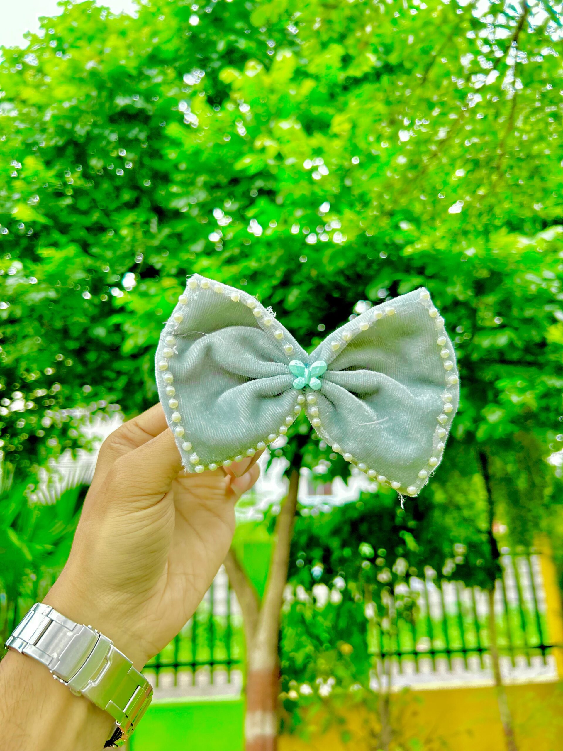 Handmade Grey Pearl Style Small Bow Hair Clips Ornament Hairpin Headdress Hair Accessories French Clips Big Hair Bows - Image 4