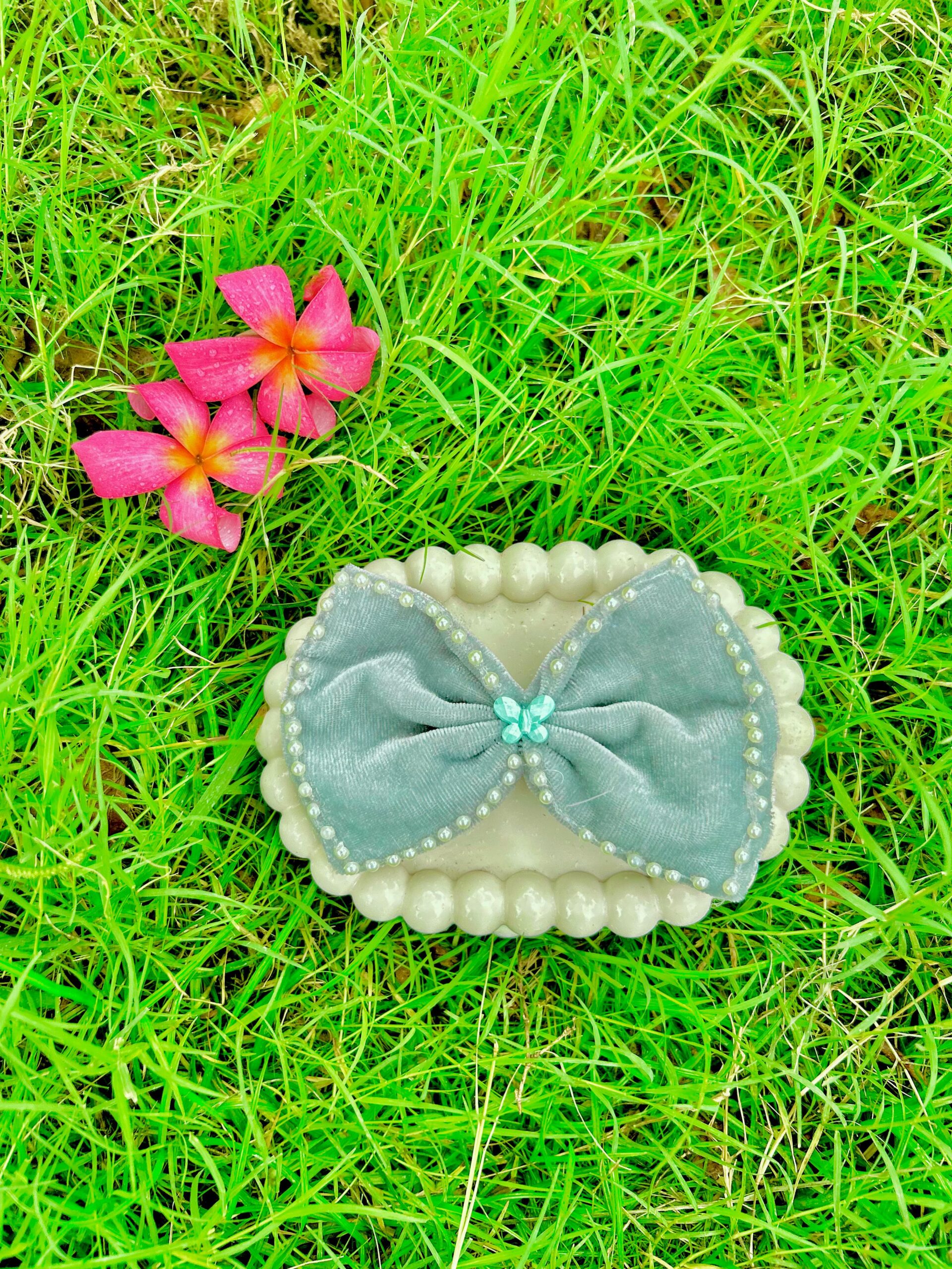 Handmade Grey Pearl Style Small Bow Hair Clips Ornament Hairpin Headdress Hair Accessories French Clips Big Hair Bows