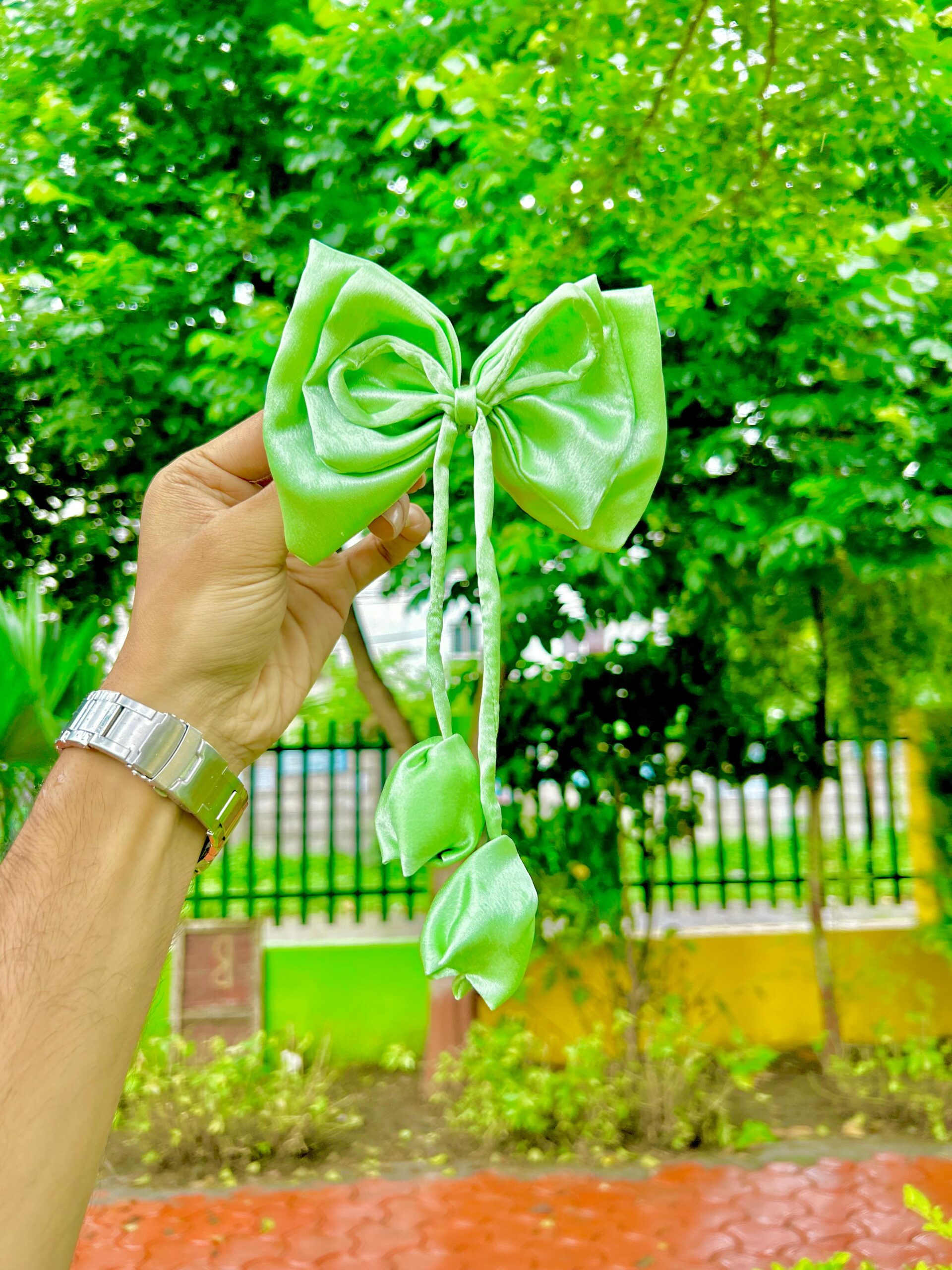 Handmade Green Tulip Style Small Bow Hair Clips Ornament Hairpin Headdress Hair Accessories French Clips Big Hair Bows - Image 2